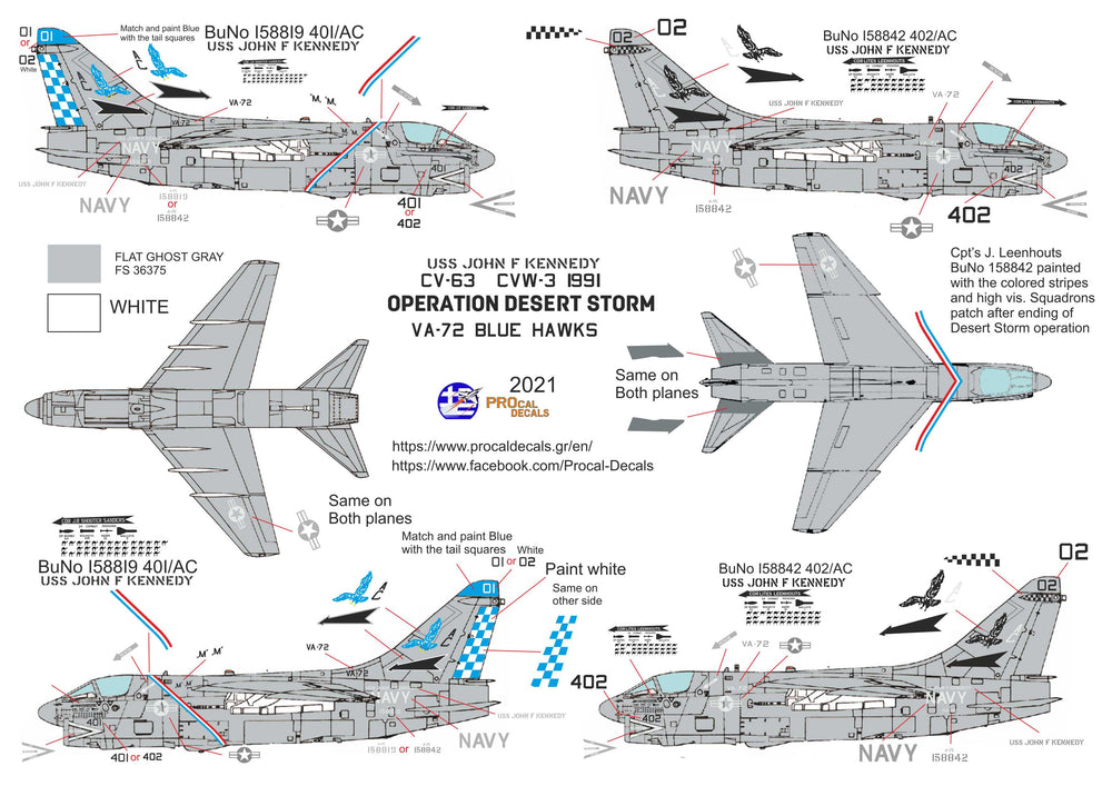 Procal Decals PD48-103 1:48 LTV A-7E Corsair USS J.F