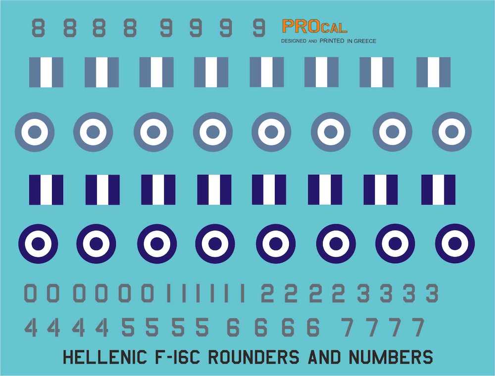 Procal PD48-201 1:48 Hellenic F-16C Squadrons Tail Marks