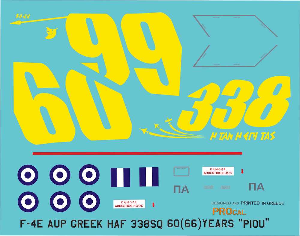 Procal Decals PD48-203 1:48 McDonnell F-4E Phantom 338 Sqn ARES callsign PIOU..