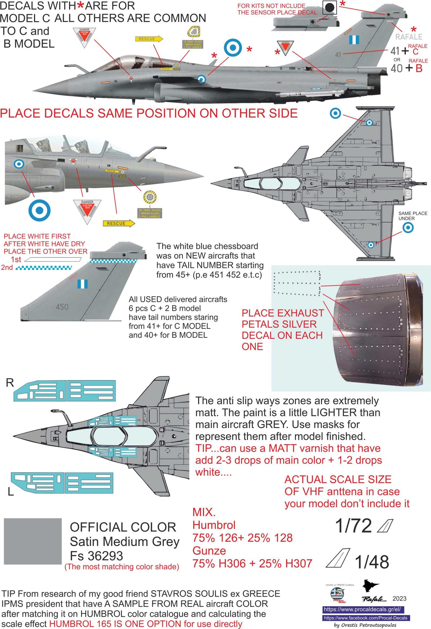Procal Decals PD48-2202 1:48 Greek Dassault RAFALE insignias and basic stencils