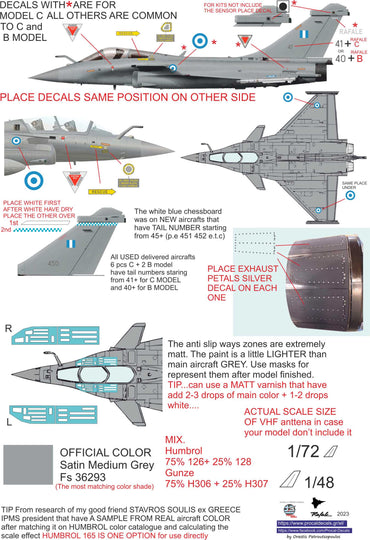 Procal Decals PD48-2202 1:48 Greek Dassault RAFALE insignias and basic stencils