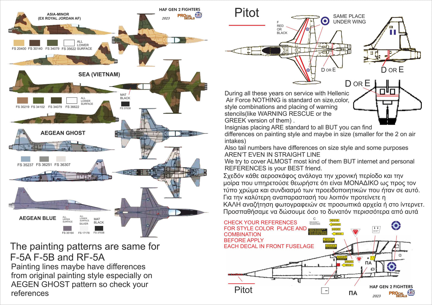 Procal PD48-2302 1:48 HAF Gen 2 Basic Stencils Decal Set