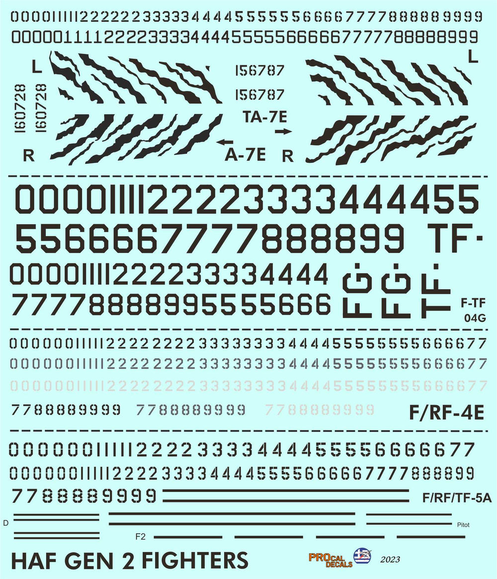 Procal PD48-2302 1:48 HAF Gen 2 Basic Stencils Decal Set