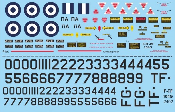 Procal PD48-2405 1:48 Greek F-104G/TF-104G Starfighter Stencils