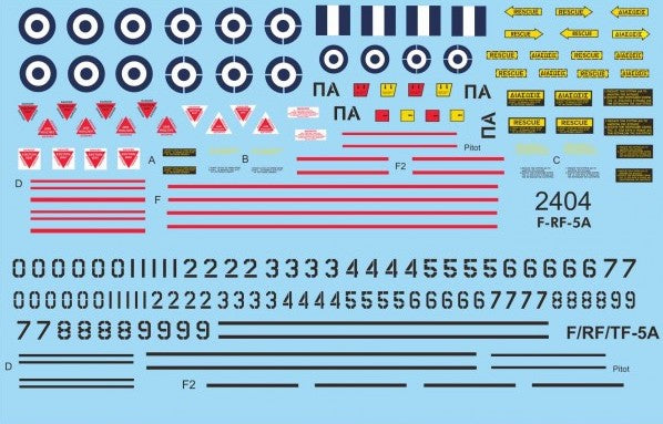 Procal Decals PD48-2406 1:48 GREEK Northrop F-5A/RF-5A basic stencil set