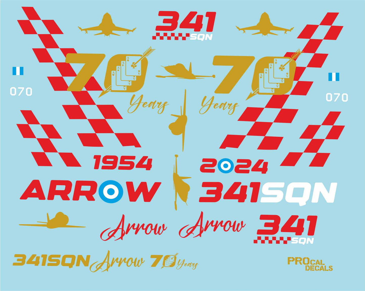 Procal PD48-2407 1:48 F-16C Block 50 341 SQ 70 Years Decals