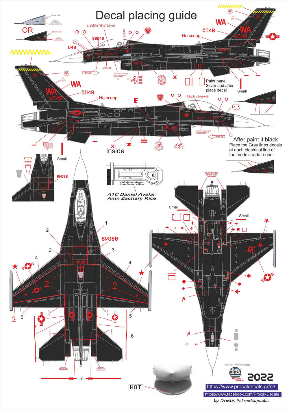 Procal Decals PD72-2201 1:72 64TH AGGRESSORS Lockheed-Martin F-16 WRAITH PAINT