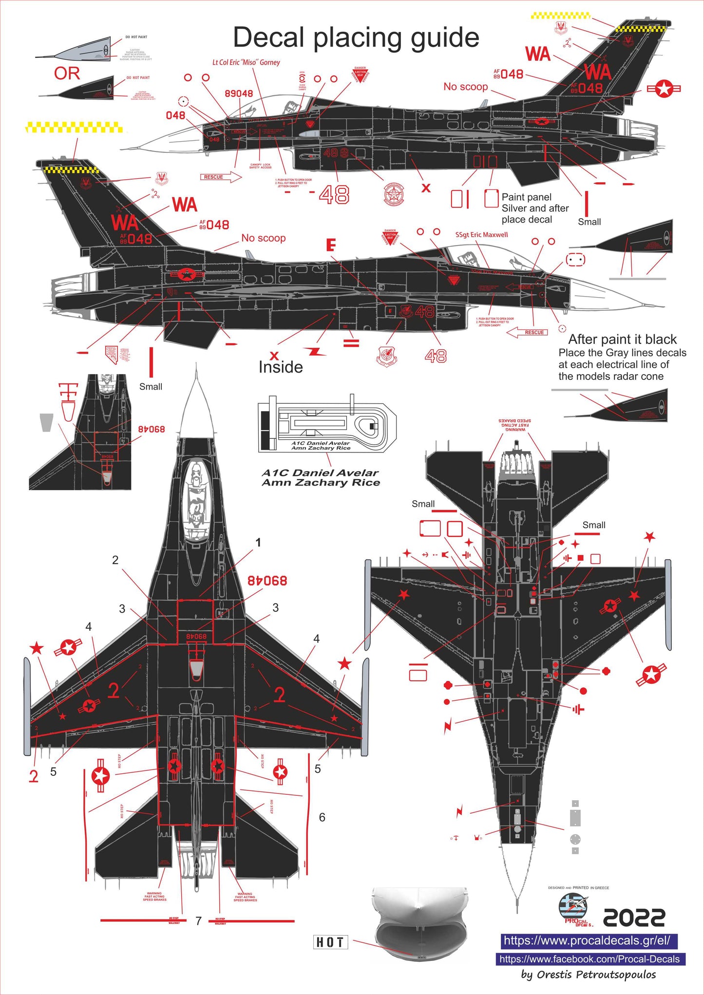 Procal Decals PD72-2201 1:72 64TH AGGRESSORS Lockheed-Martin F-16 WRAITH PAINT
