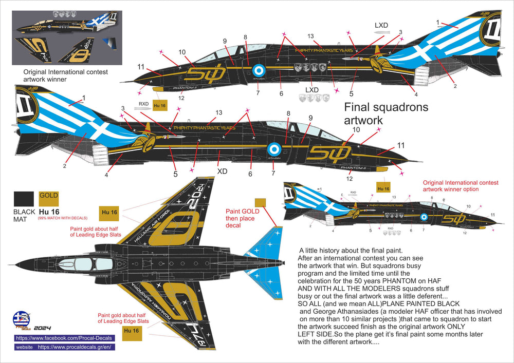 Procal PD72-2409 1:72 F-4E Phantom AUP 50 Years HAF Service