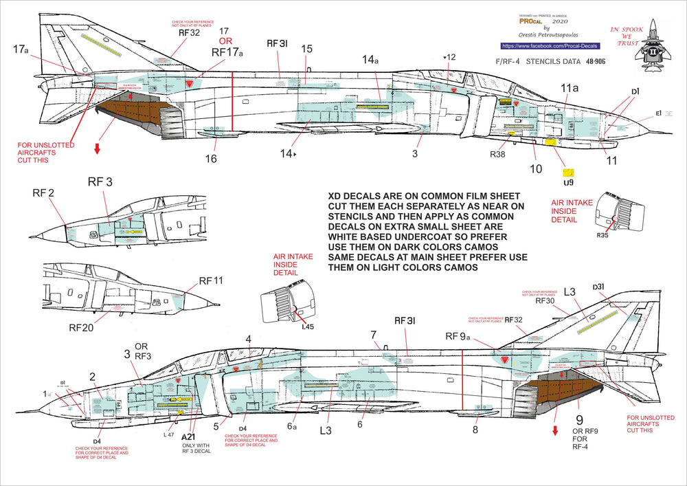 Procal PD72-906B 1:72 Greek AF F-4E/RF-4E Black Stencils