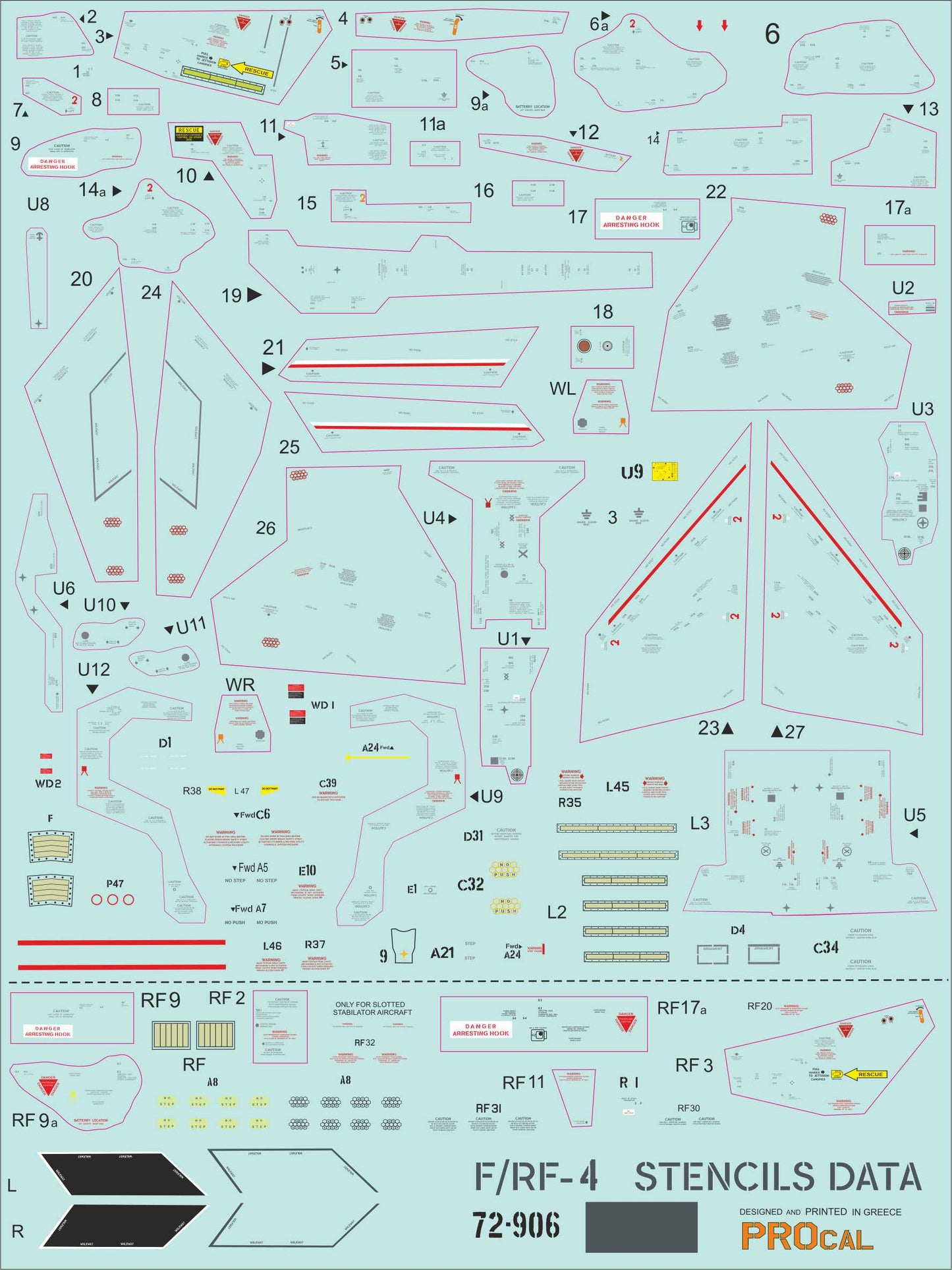 Procal PD72-906W 1:72 Greek AF F-4E/RF-4E White Stencils