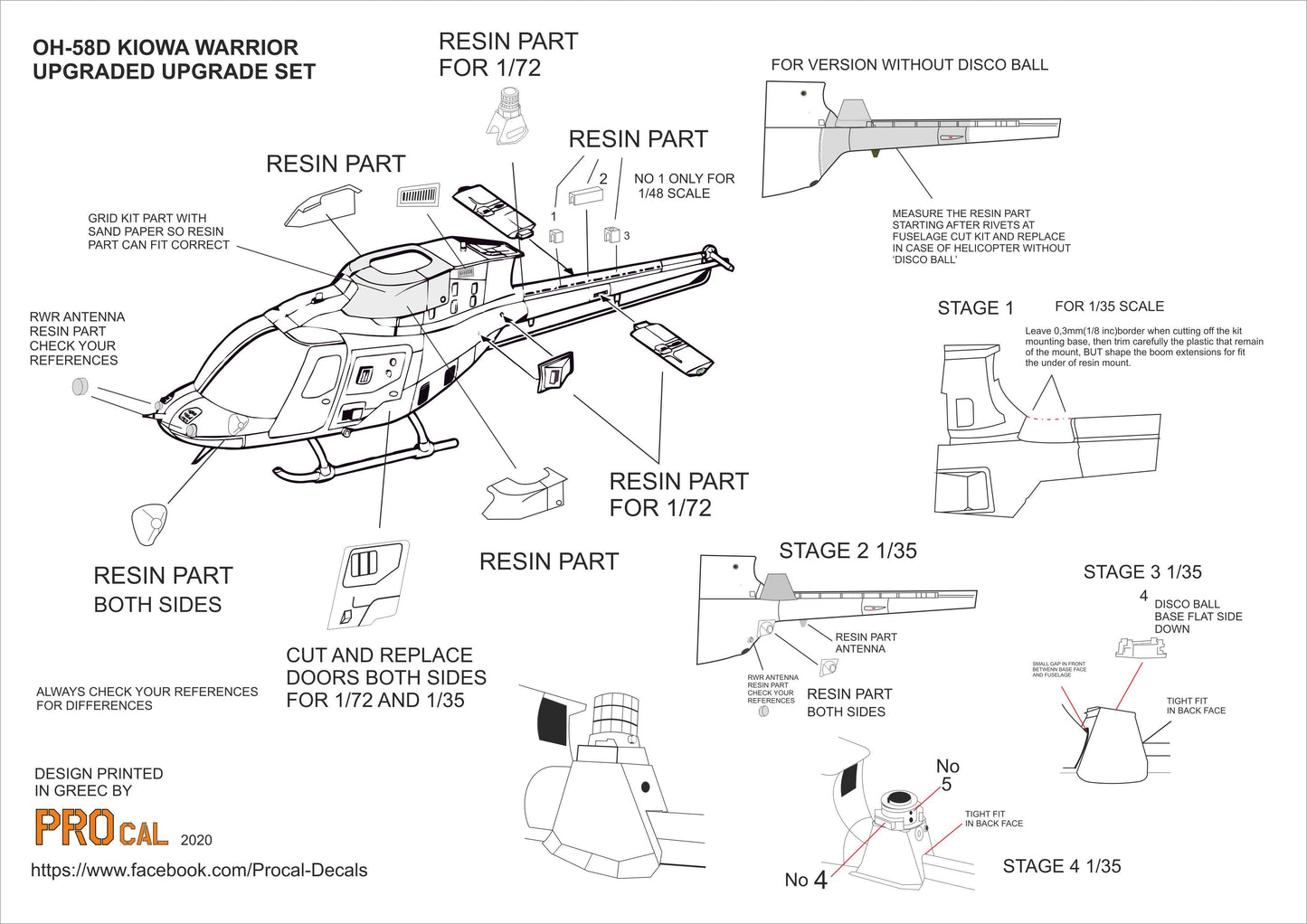Procal Decals PDR00148 1:48 Bell OH-58D Kiowa UPGRADED