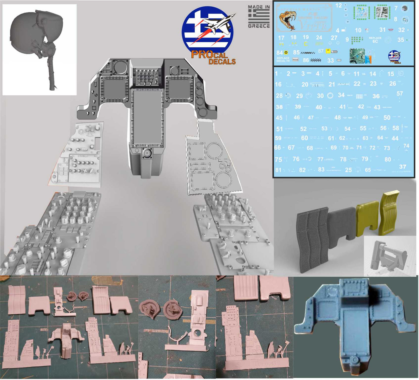 Procal PDR004 1:12 F-16 Cockpit 1/12 Viper Conversion Set