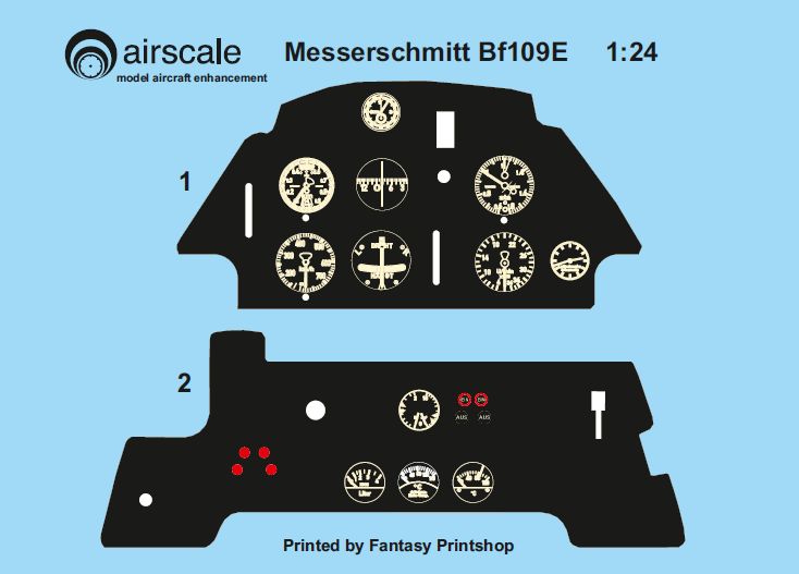Airscale ASPE24MES 1:24 Messerschmitt Bf-109E multi-media Instrument panel