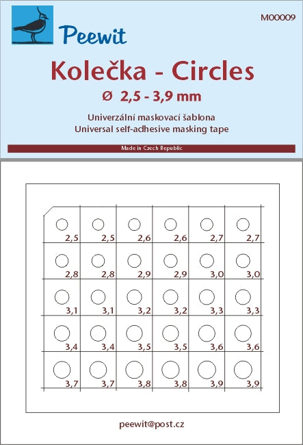 Peewit PEE00009 1:72 Circles 2,5 3,9 mm