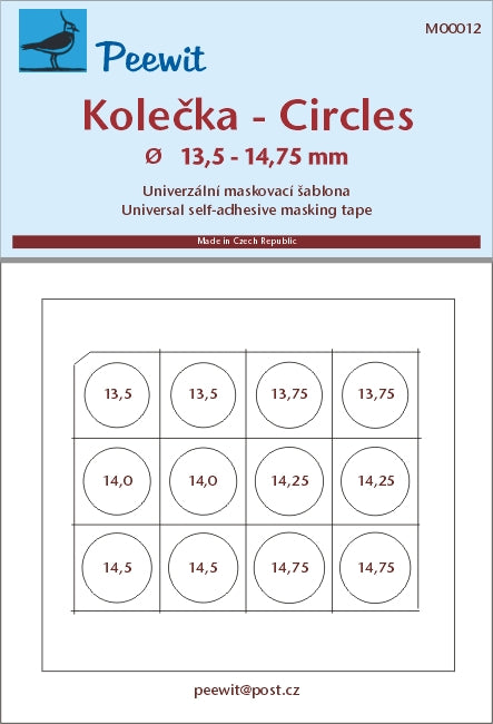 Peewit PEE00012 1:72 Circles 13,5-14,75 mm