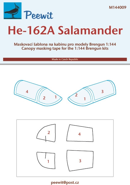 Peewit PEE144009 1:144 Heinkel He-162 Salamander Canopy Mask