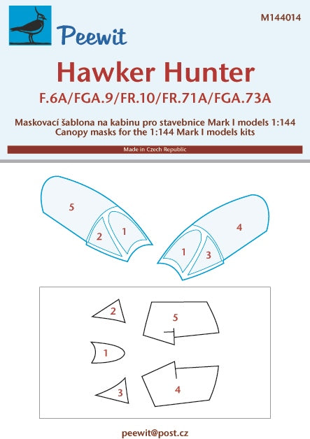 Peewit PEE144014 1:144 Hawker Hunter Single-Seat Canopy Mask