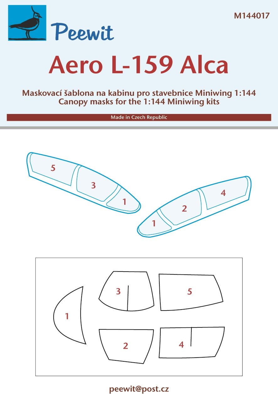 Peewit PEE144017 1:144 Aero L-159A/L-159E Alca canopy frame paint mask