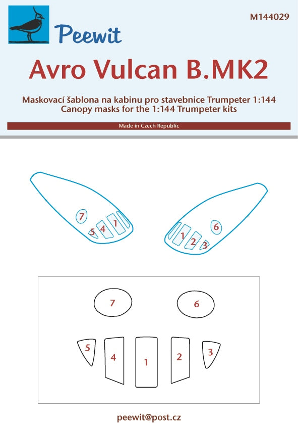 Peewit PEE144029 1:144 Avro Vulcan B.2 canopy frame paint mask