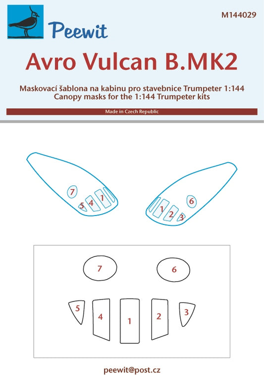 Peewit PEE144029 1:144 Avro Vulcan B.2 canopy frame paint mask
