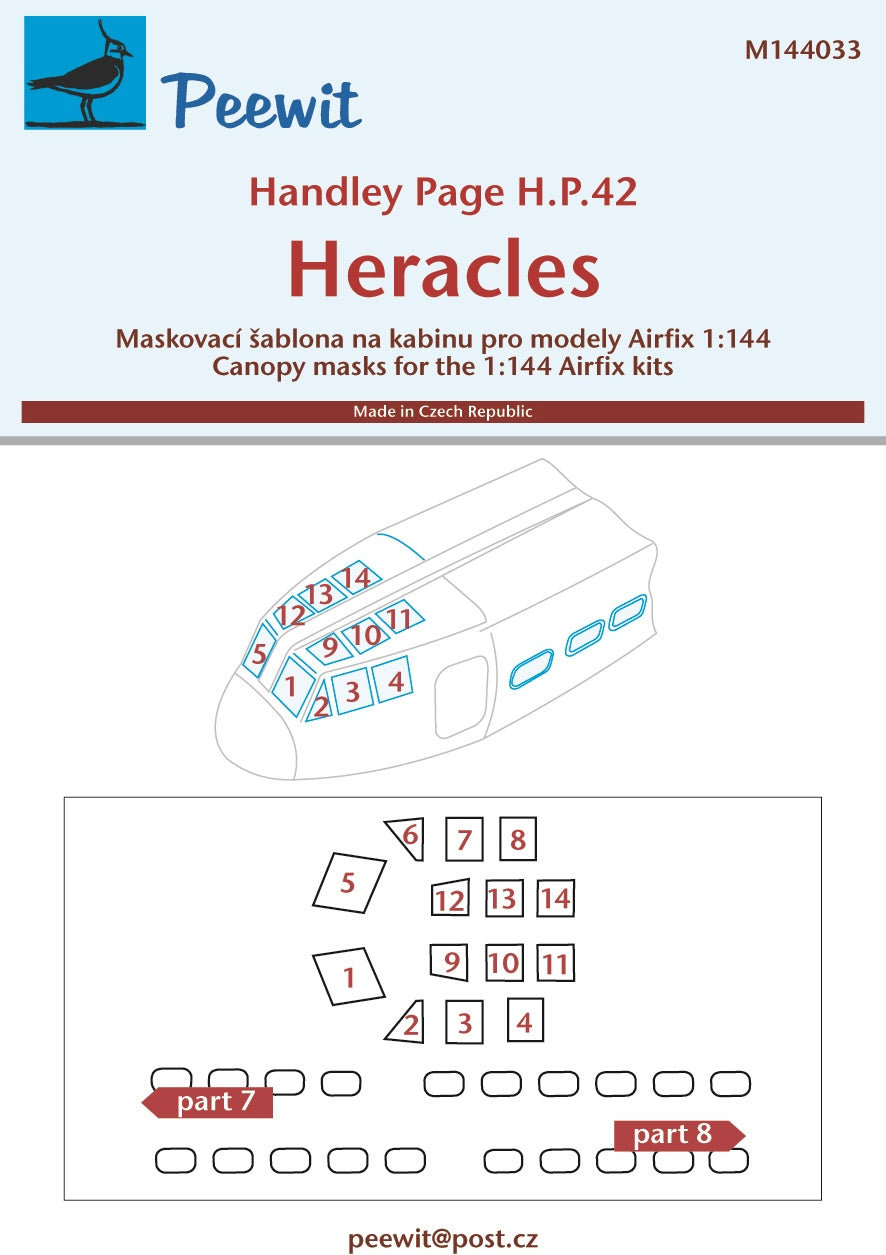 Peewit PEE144033 1:144 Handley-Page H.P.42 Heracles canopy frame paint mask