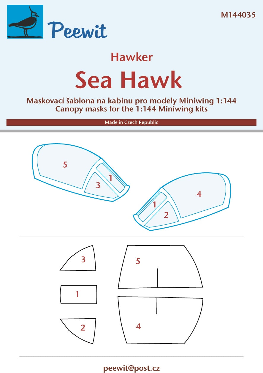 Peewit PEE144035 1:144 Hawker SEA HAWK canopy frame paint mask