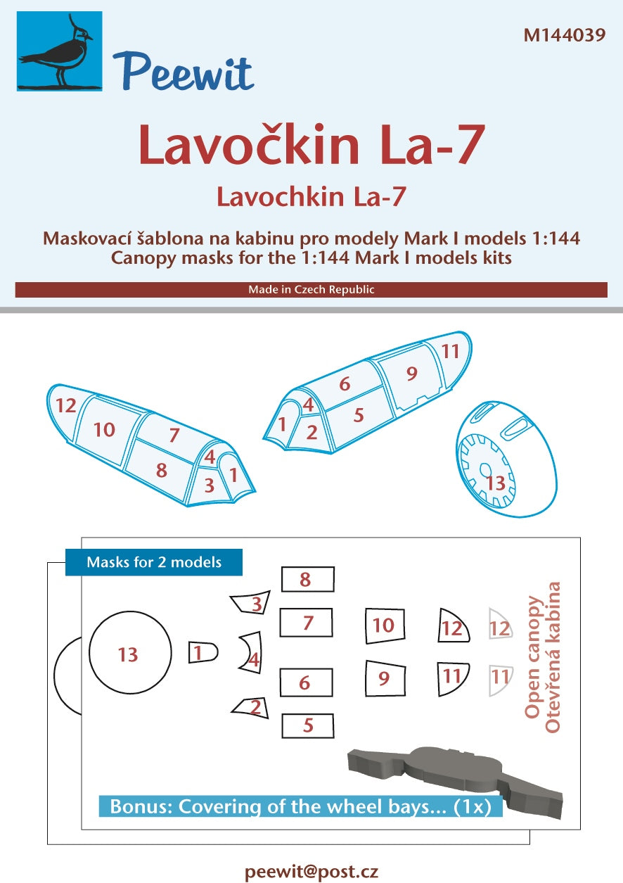 Peewit PEE144039 1:144 Lavochkin La-7 canopy frame paint mask