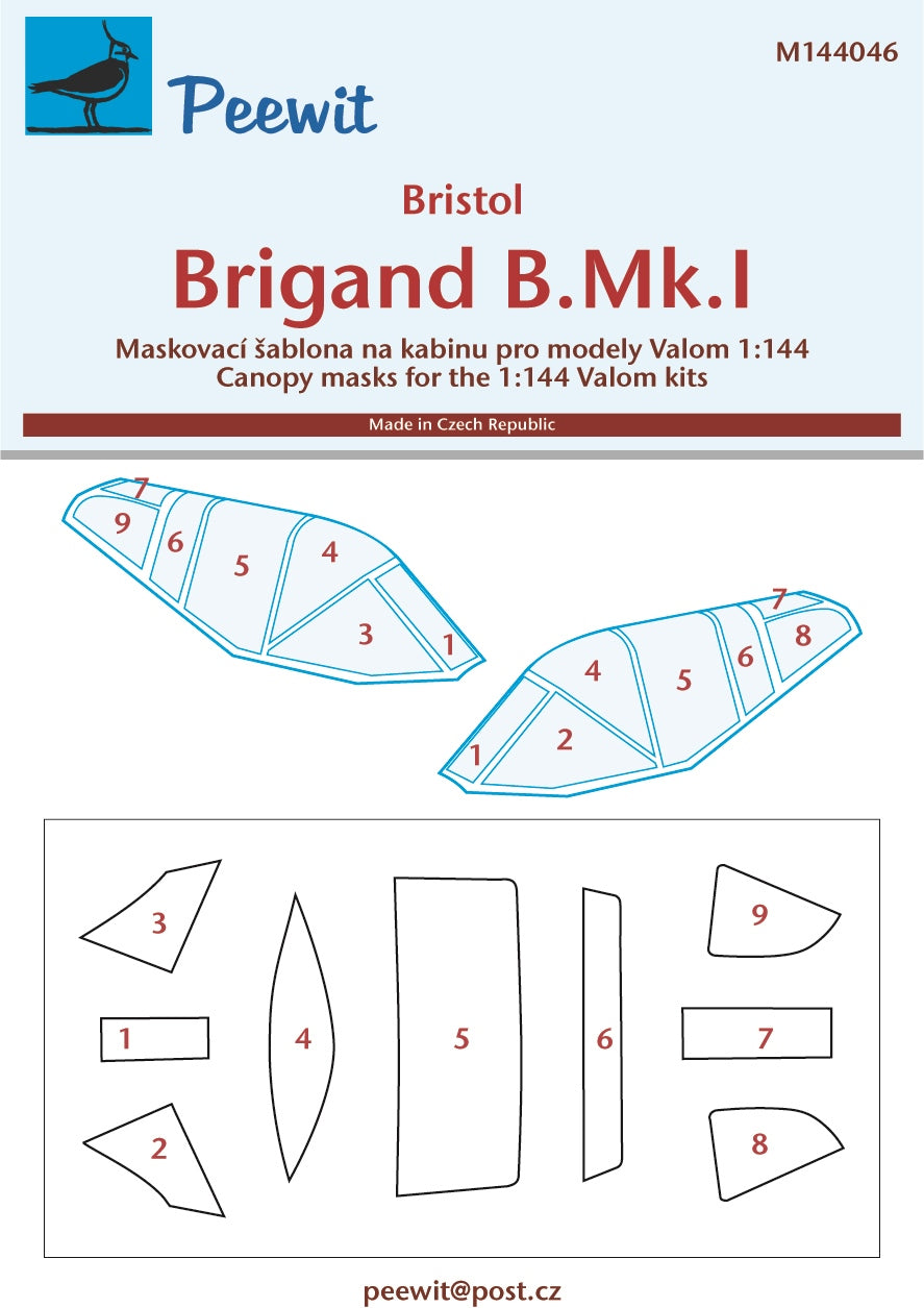 Peewit PEE144046 1:144 Bristol Brigand B Mk.I canopy frame paint mask