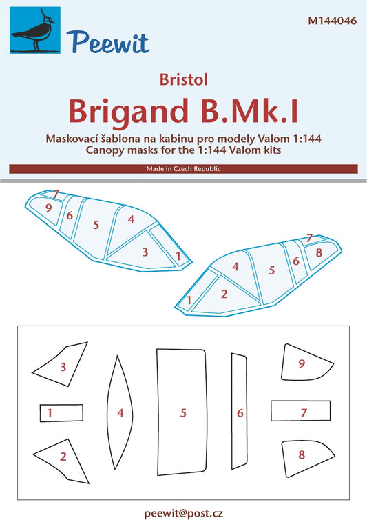 Peewit PEE144046 1:144 Bristol Brigand B Mk.I canopy frame paint mask