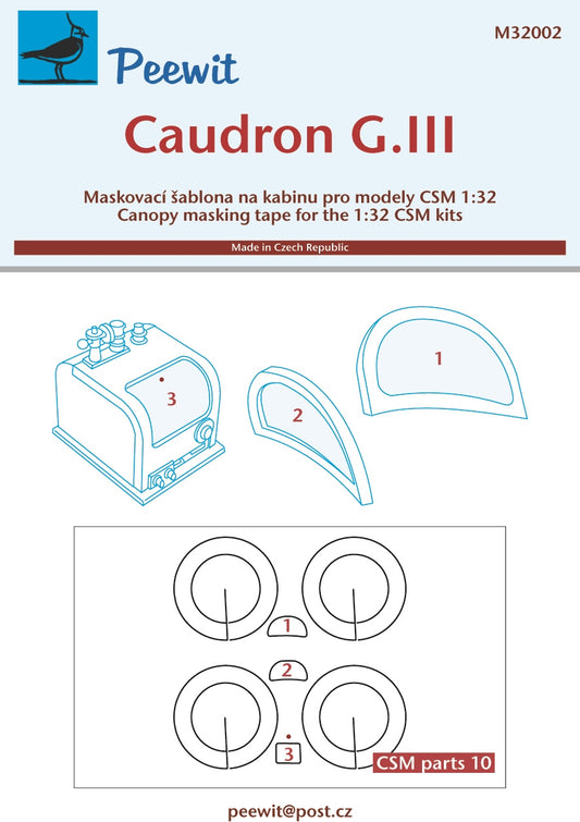 Peewit PEE32002 1:32 Caudron G.III canopy frame paint mask