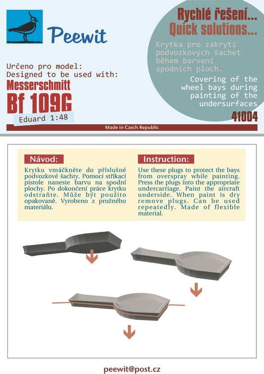 Peewit PEE41004 1:48 Messerschmitt Bf-109G flexible & re-usable wheel bay plugs