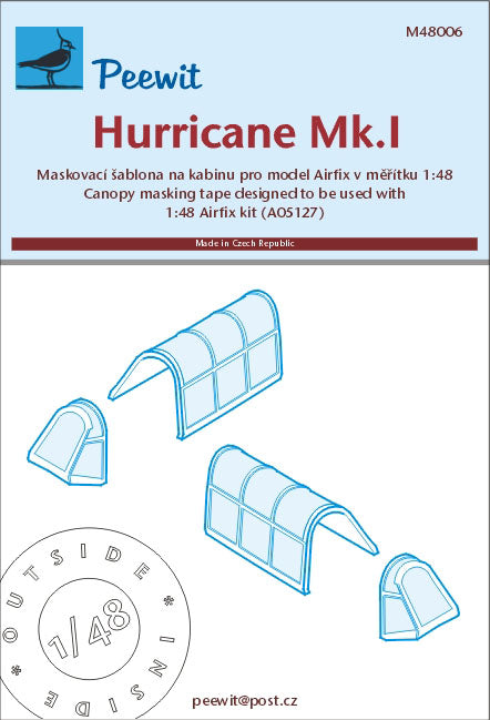 Peewit PEE48006 1:48 Hawker Hurricane Mk.I canopy frame paint mask