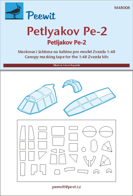 Peewit PEE48008 1:48 Petlyakov Pe-2 canopy frame paint mask
