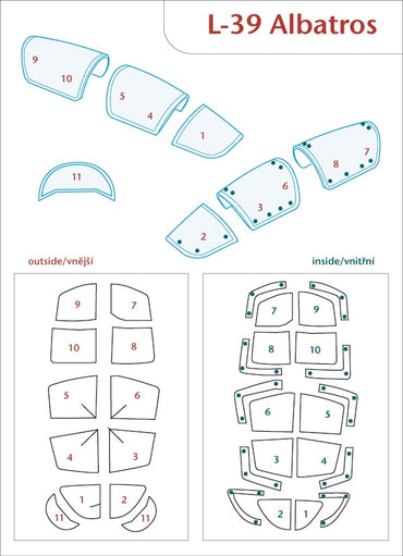 Peewit PEE48011 1:48 Aero L-39ZO/ZA Albatros canopy frame paint mask