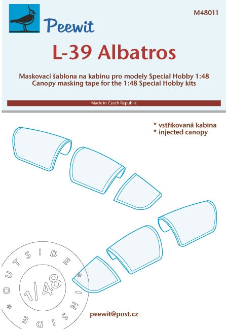 Peewit PEE48011 1:48 Aero L-39ZO/ZA Albatros canopy frame paint mask