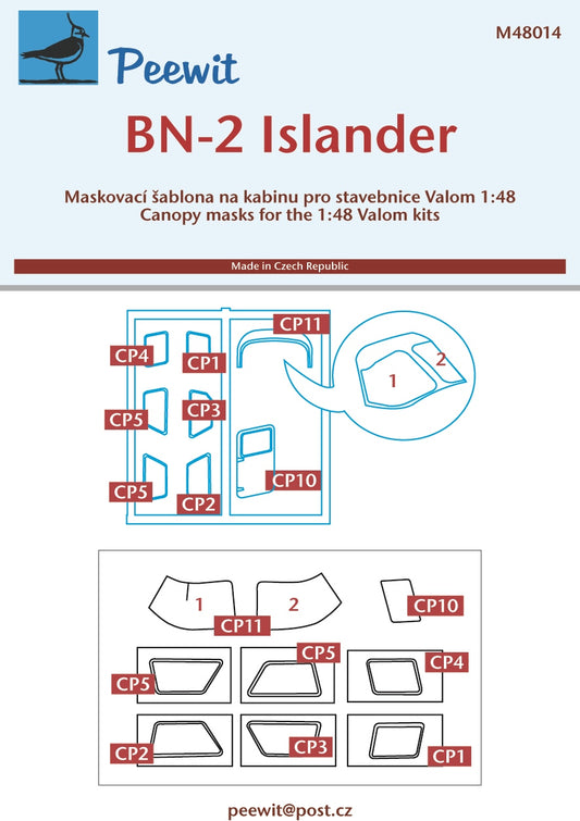 Peewit PEE48014 1:48 Britten-Norman BN-2A Islander canopy frame paint mask