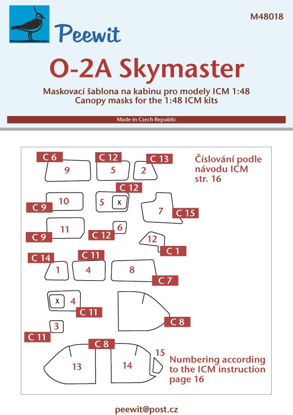 Peewit PEE48018 1:48 Cessna O-2A Skymaster canopy frame paint mask
