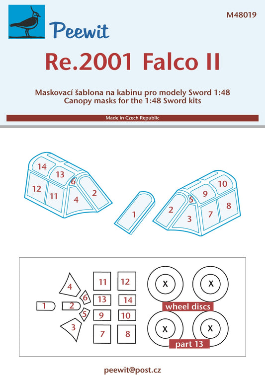 Peewit PEE48019 1:48 Reggiane Re.2001 Falco II canopy frame paint mask