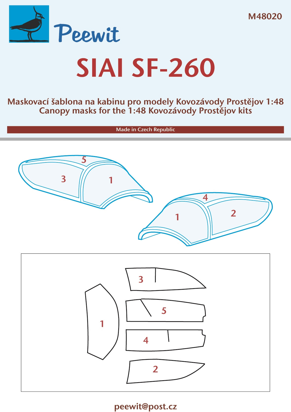Peewit PEE48020 1:48 SIAI SF-260 canopy frame paint mask