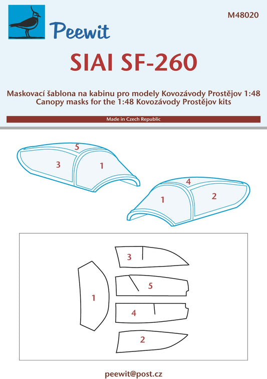 Peewit PEE48020 1:48 SIAI SF-260 canopy frame paint mask