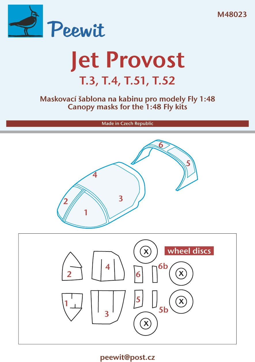 Peewit PEE48023 1:48 BAC Jet Provost T.51/T.52 canopy frame paint mask