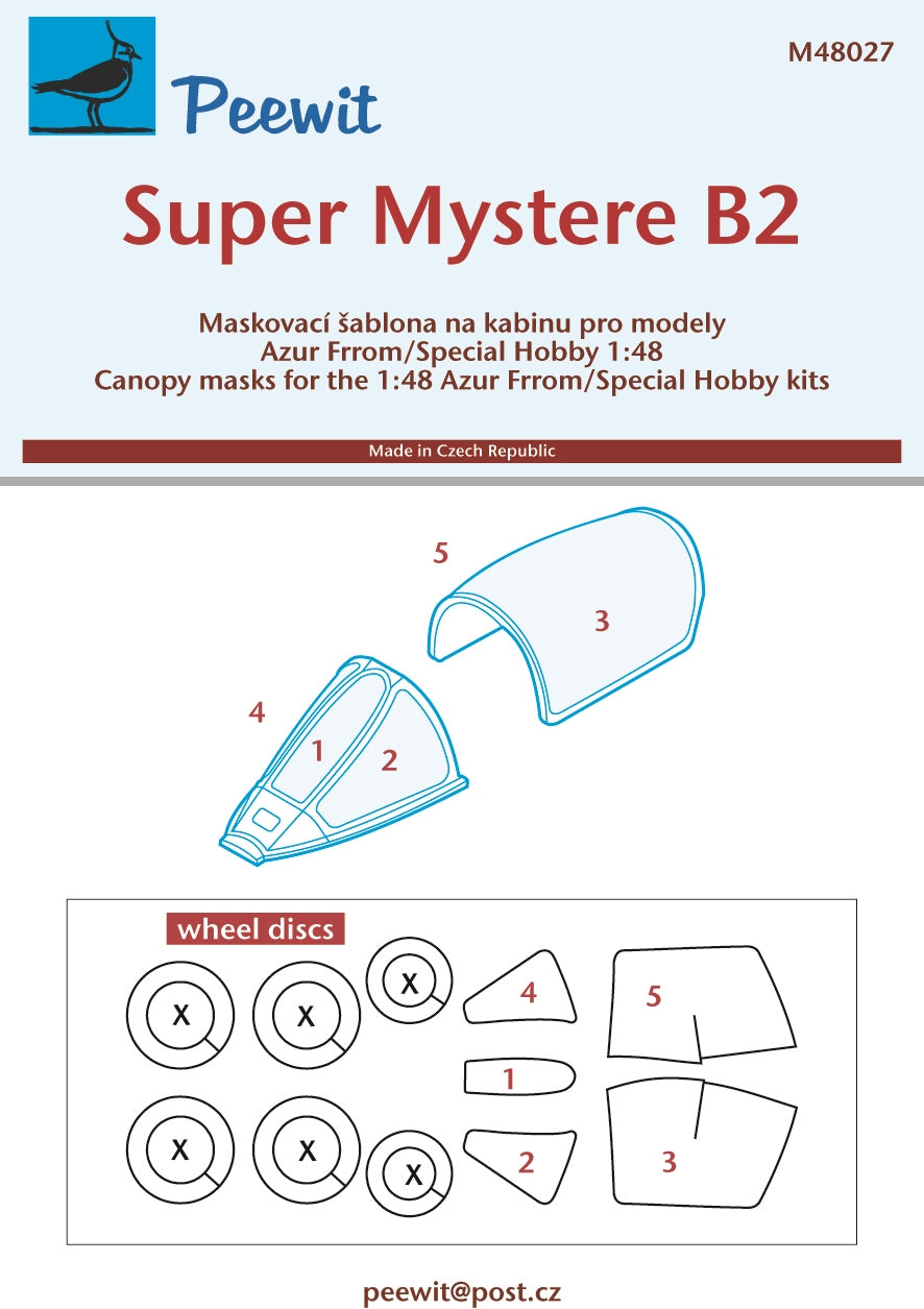 Peewit PEE48027 1:48 Dassault Super Mystere B2 canopy frame paint mask