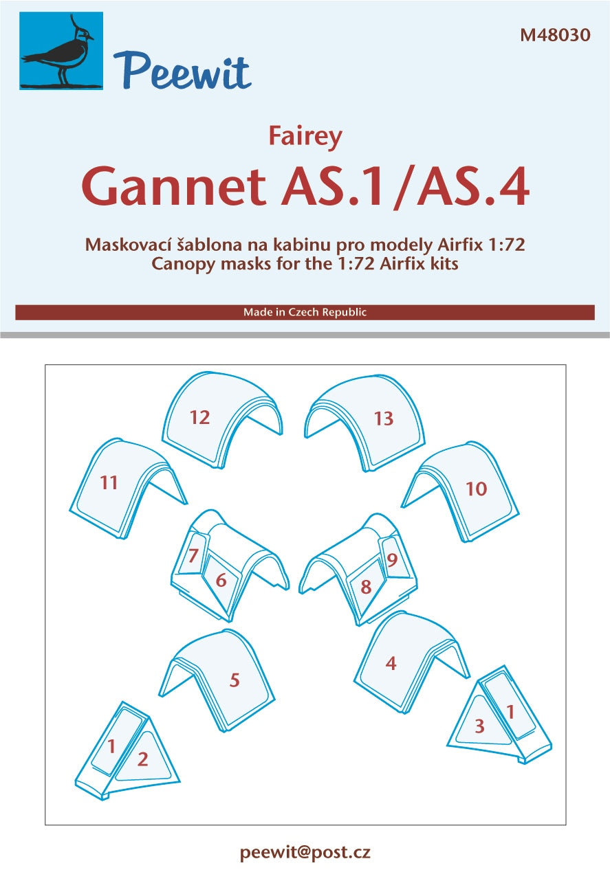 Peewit PEE48030 1:48 Fairey Gannet AS.1/AS.4 canopy frame paint mask