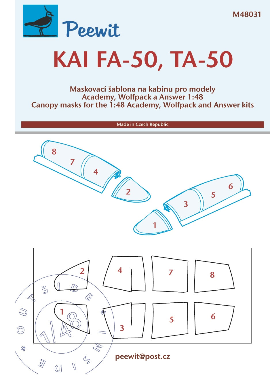 Peewit PEE48031 1:48 KAI FA-50, TA-50 canopy frame paint mask