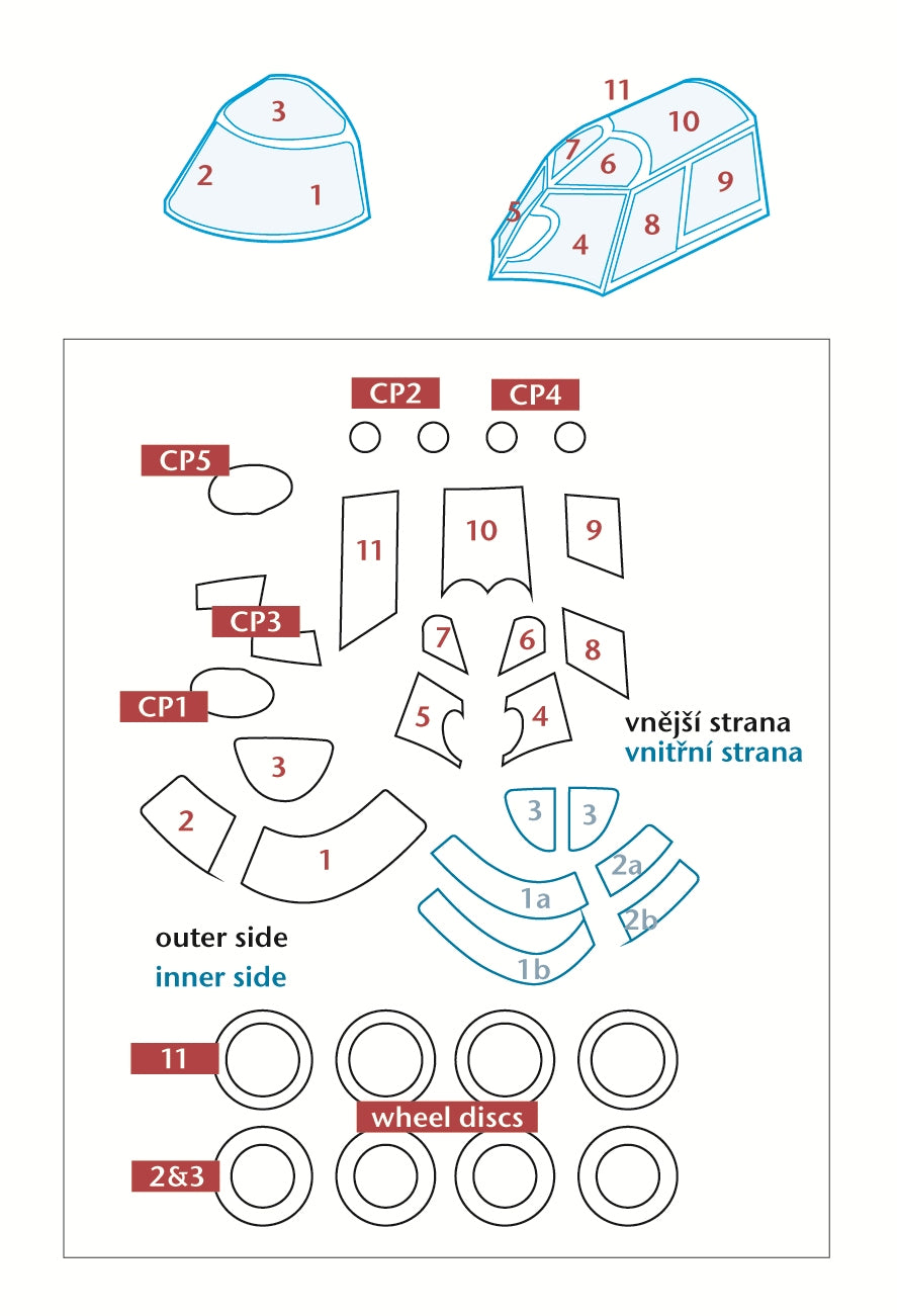Peewit PEE48039 1:48 Polikarpov I-16 wheels and" canopy frame paint mask