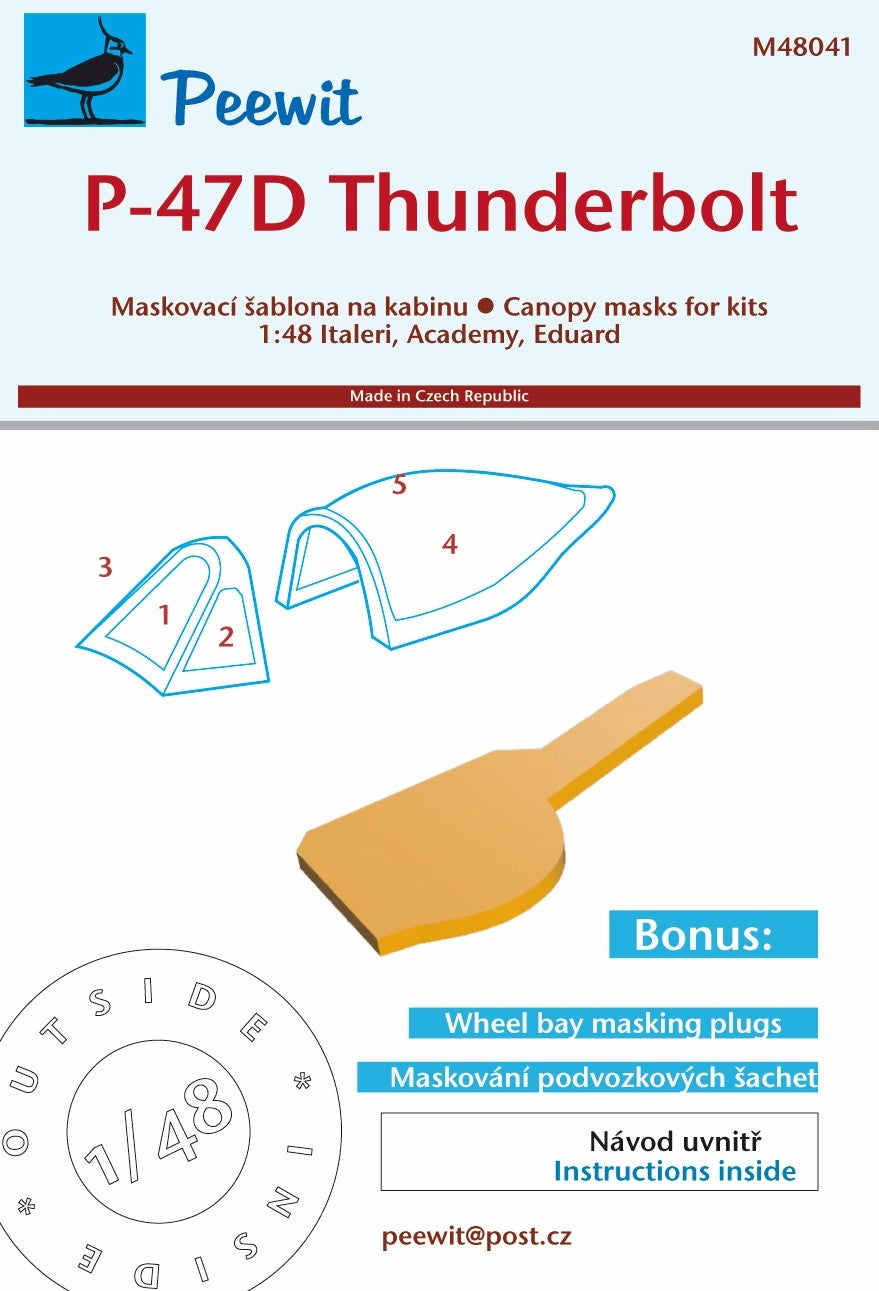 Peewit PEE48041 1:48 Republic P-47D Thunderbolt-canopy frame paint mask