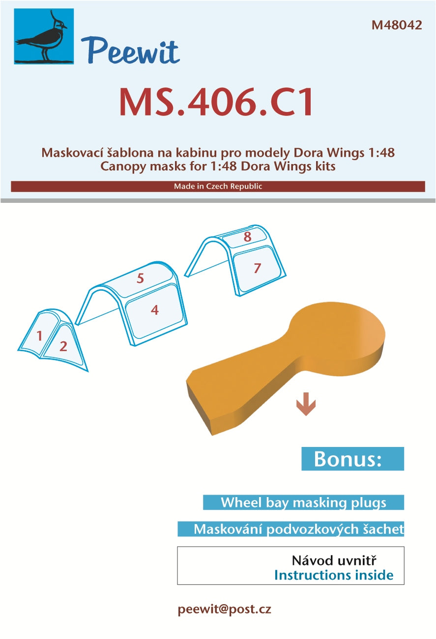Peewit PEE48042 1:48 Morane-Saulnier MS.406C1-canopy frame paint mask