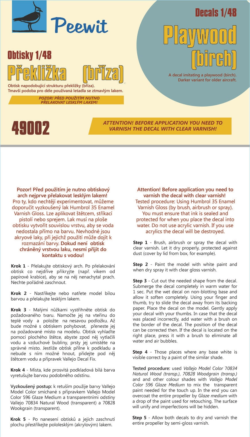 Peewit PEE49002 1:48 Plywood