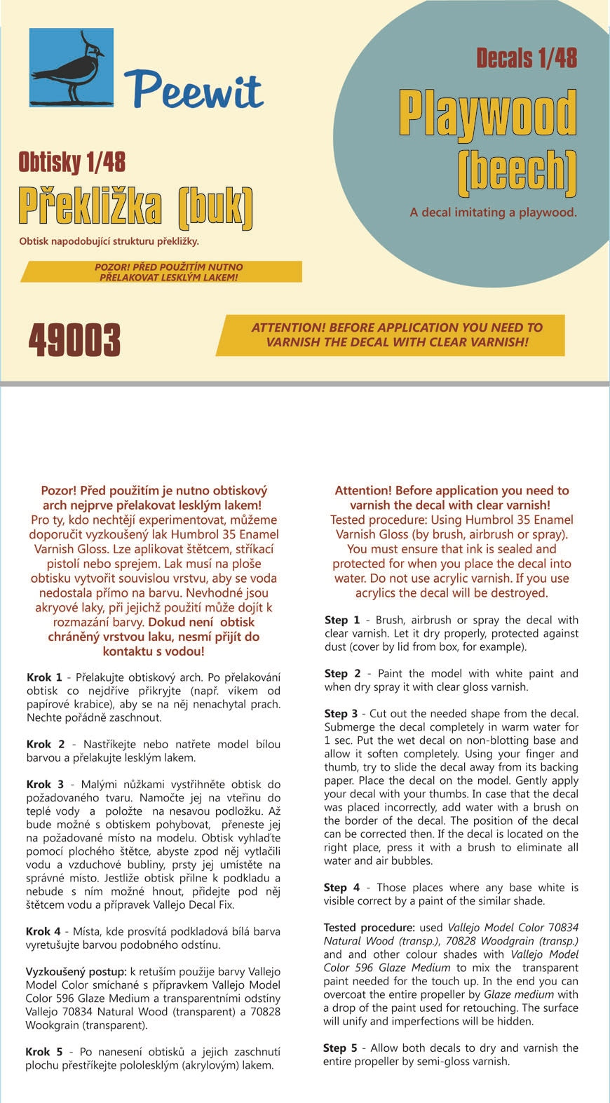 Peewit PEE49003 1:48 Plywood